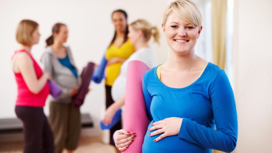 Pregnant Women Picture of pregnant women in a birth preparation workshop